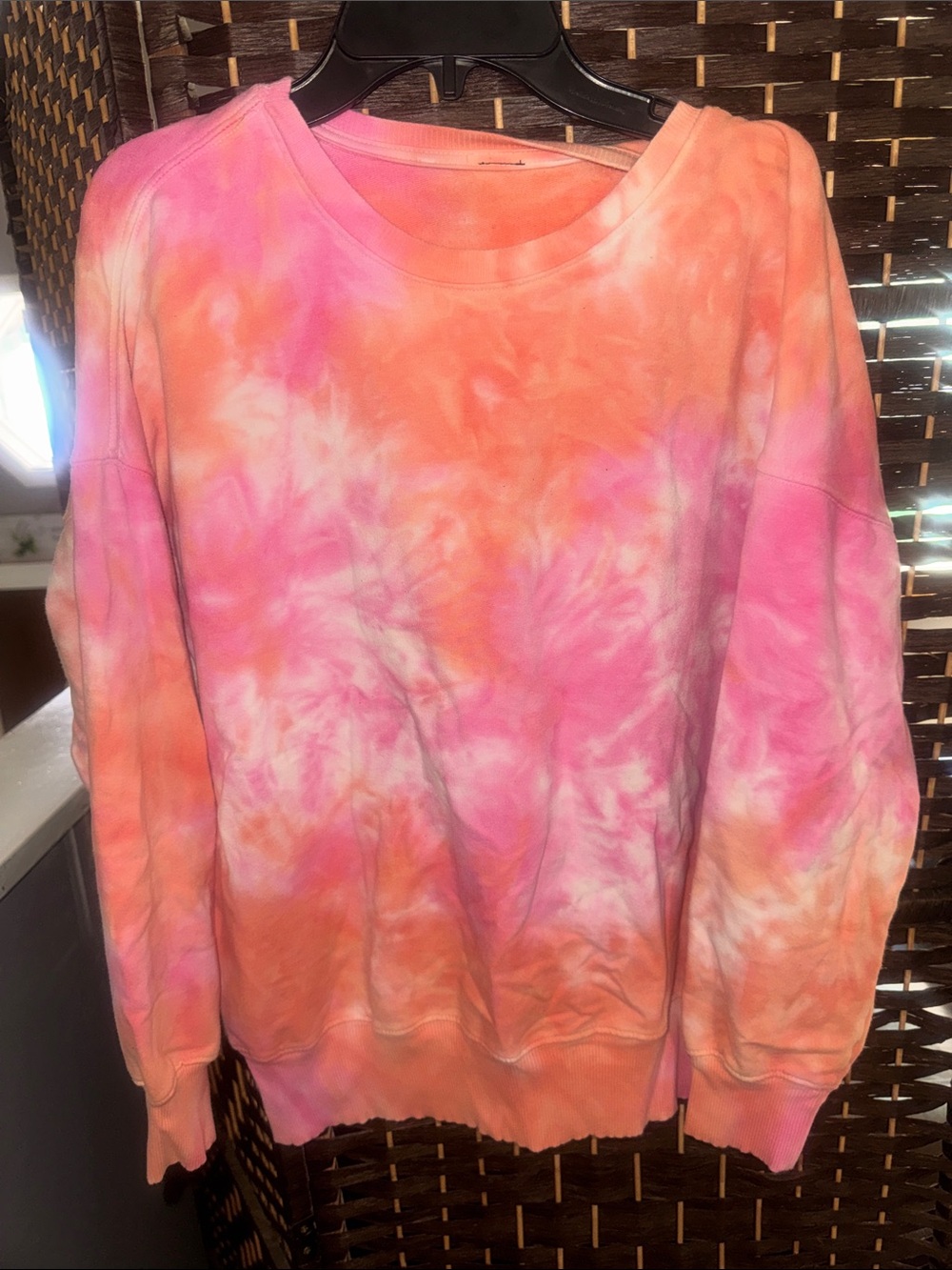 Women's Tie-Dye Crewneck Sweater in Pink & Orange